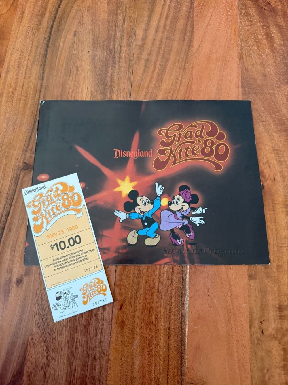 Vintage Disneyland Grad Nite 80 Souvenir Program & Unused Ticket May 23 1980
